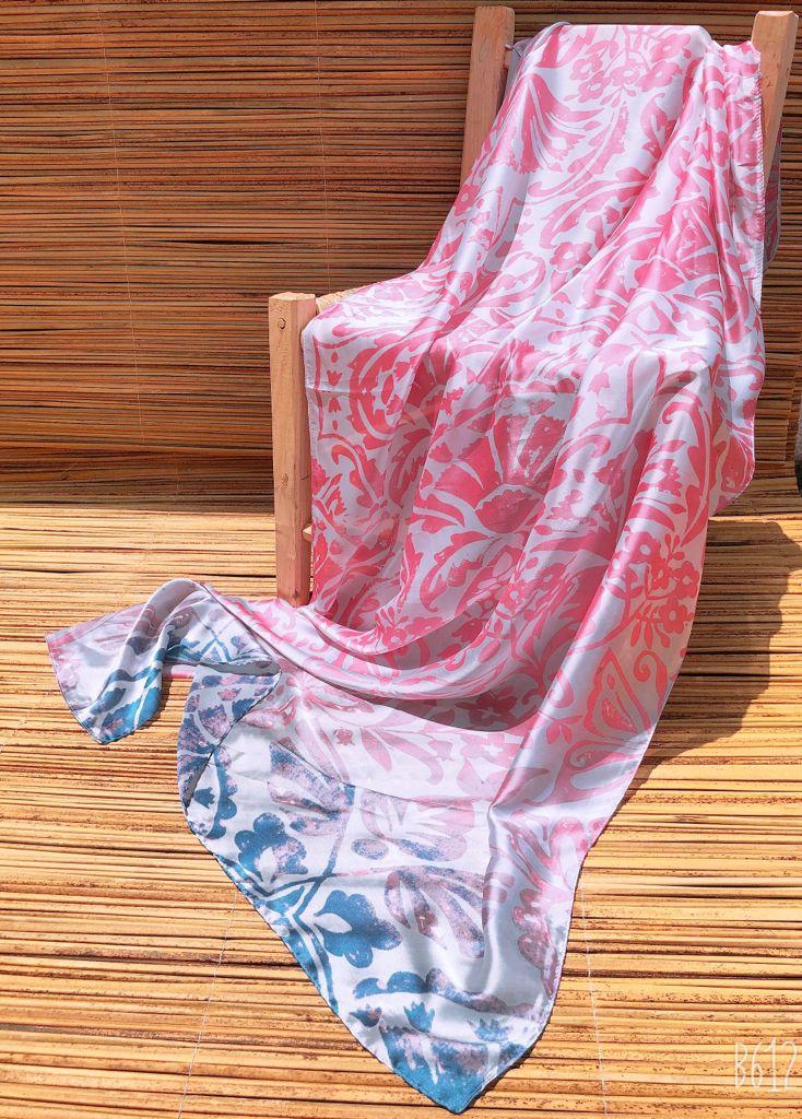 Pañuelo XL hojas rosas