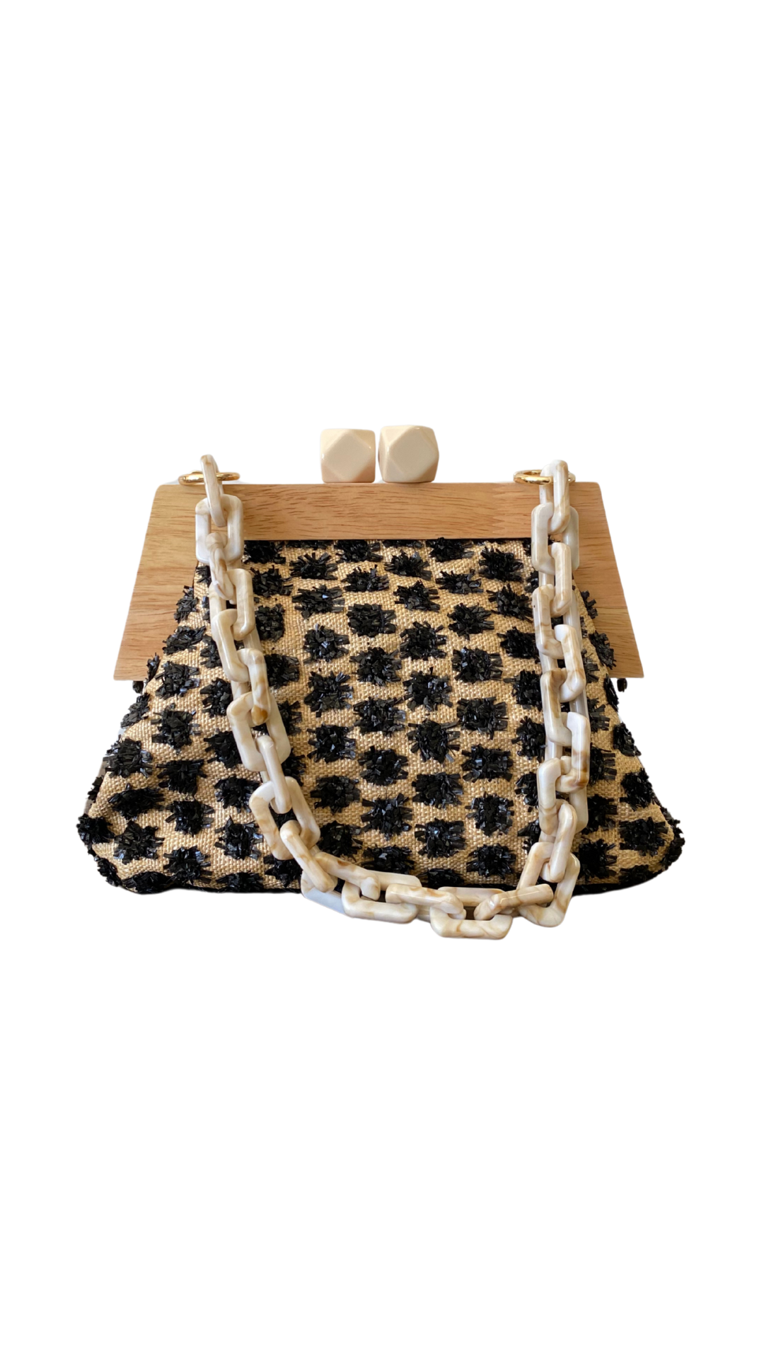 clutch cadena y piedra negro