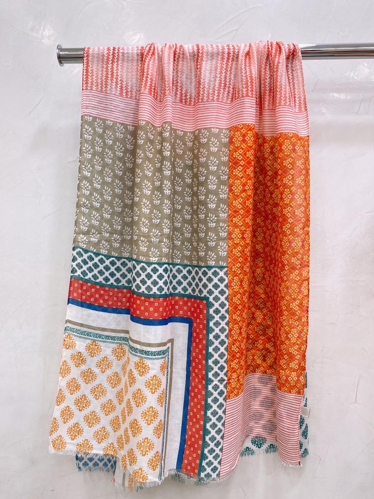 Pañuelo Xl patchwork naranja