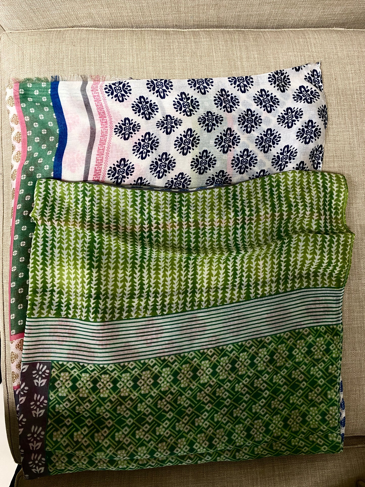 Pañuelo Xl patchwork verde