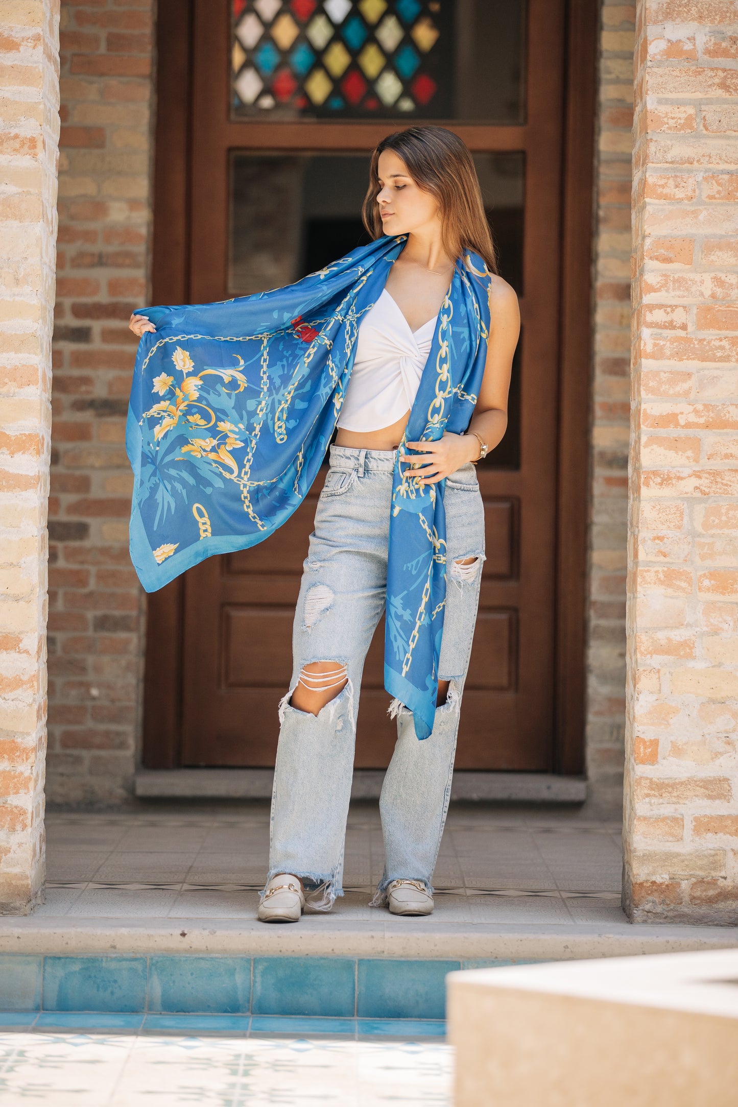 Pañuelo XL cadenas Azul