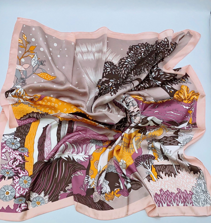 Pañuelo hojas rosas