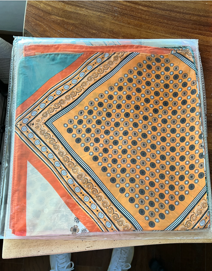 Pañuelo Patchwork naranja con verde