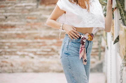 Pañuelo hojas rosas