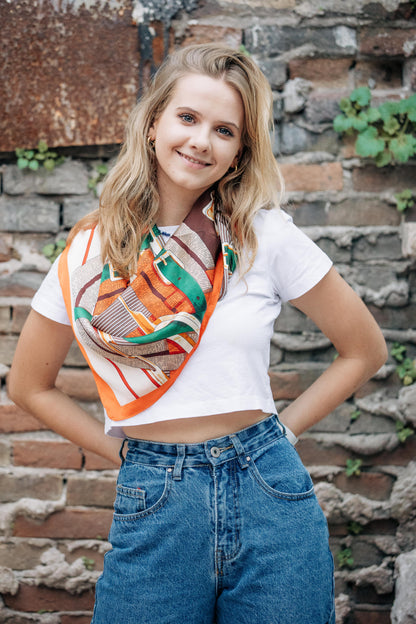 Pañuelo Cintos Verdes y Naranja