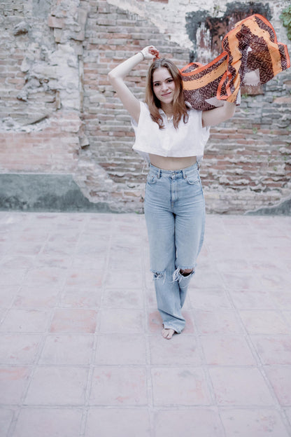 Pañuelo Naranja con cafe