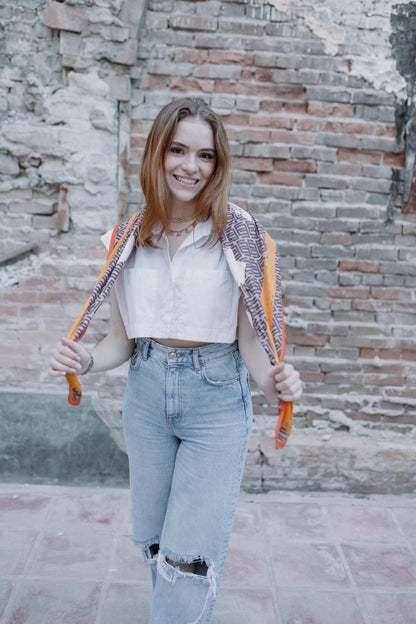 Pañuelo Naranja con cafe