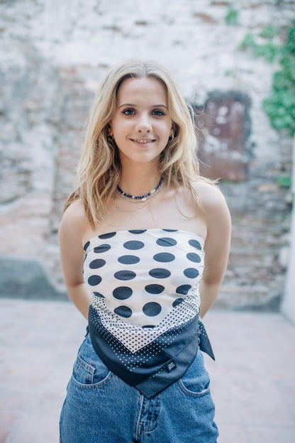 Pañuelo cuadro y punto