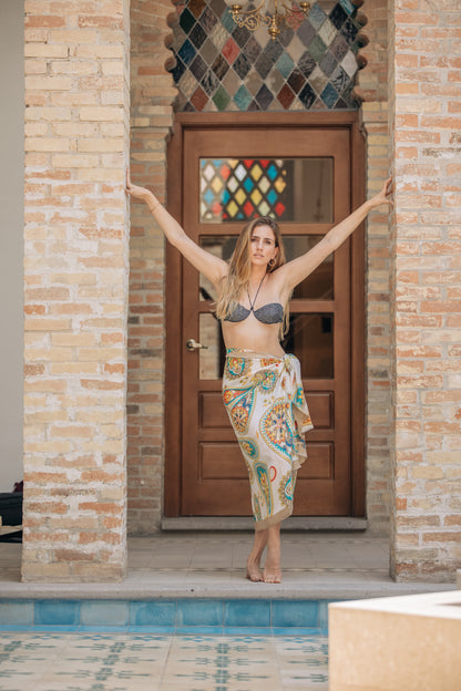 Pañuelo XL garigol blanco con colores