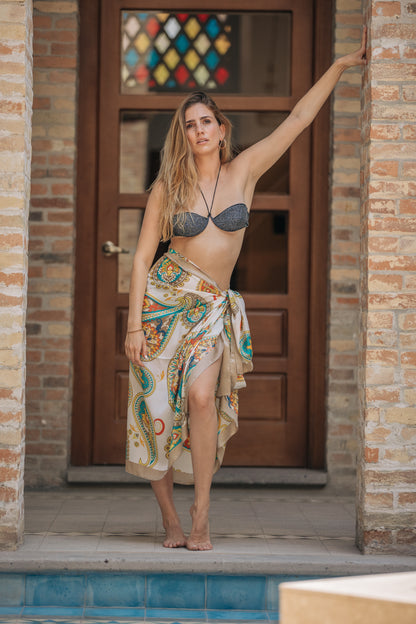 Pañuelo XL garigol blanco con colores