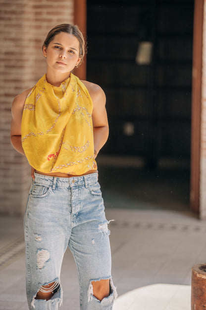 Pañuelo XL cadenas Amarilla