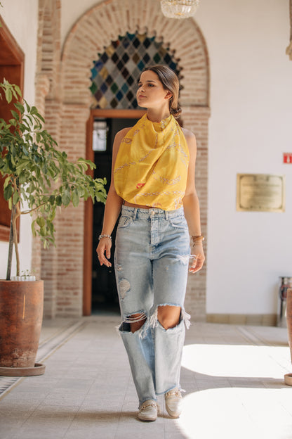 Pañuelo XL cadenas Amarilla