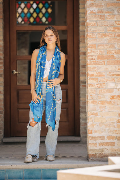 Pañuelo XL cadenas Azul