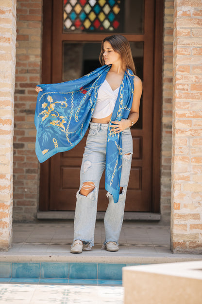 Pañuelo XL cadenas Azul