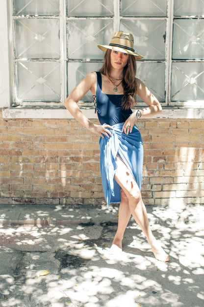 Pareo Liso Largo Azul