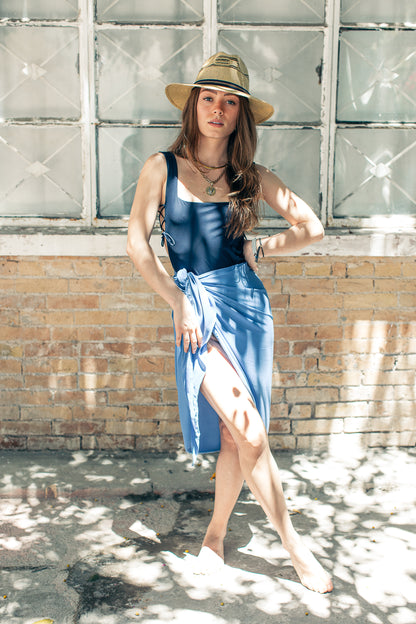 Pareo Liso Largo Azul