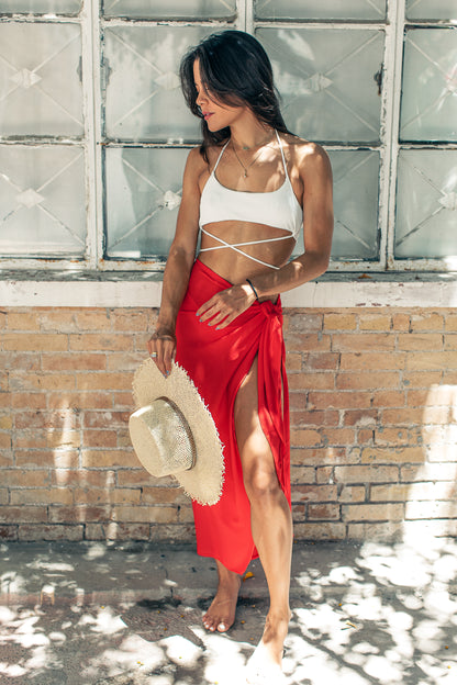 Pareo Liso Largo Rojo